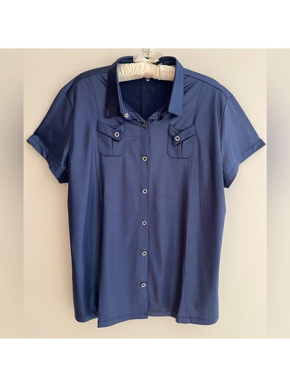 JAMIE SADOCK Snap Front Short Sleeve Collared Golf Shirt Stretch Resort Travel